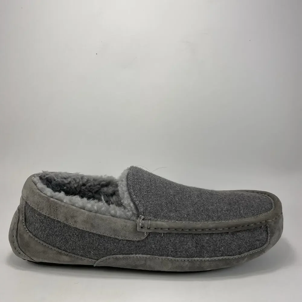 UGG Ascot Shearling Lined Slipper Moccasin Mens Size 13 Gray Wool Comfort Warm